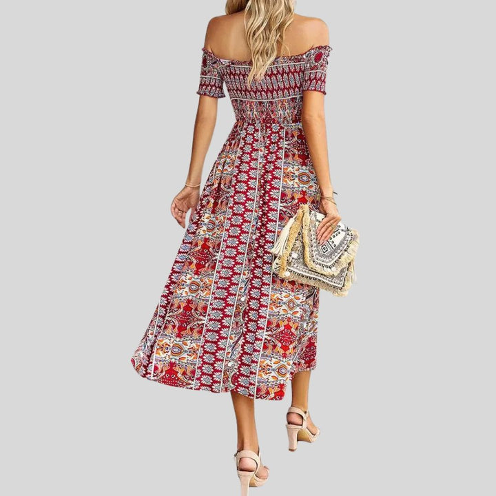 Aurora - Robe longue boho à épaules dénudées et à volants