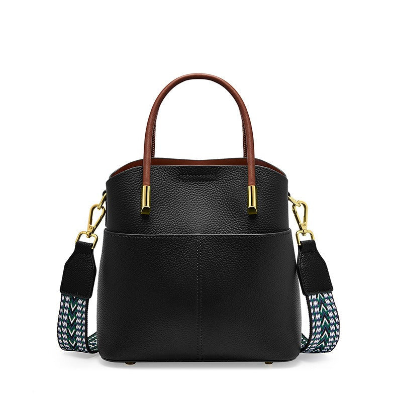 Sac seau femme en cuir grainé à double anse - Emilia