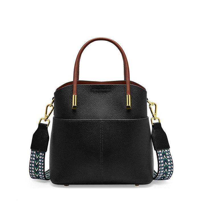 Sac seau femme en cuir grainé à double anse - Emilia