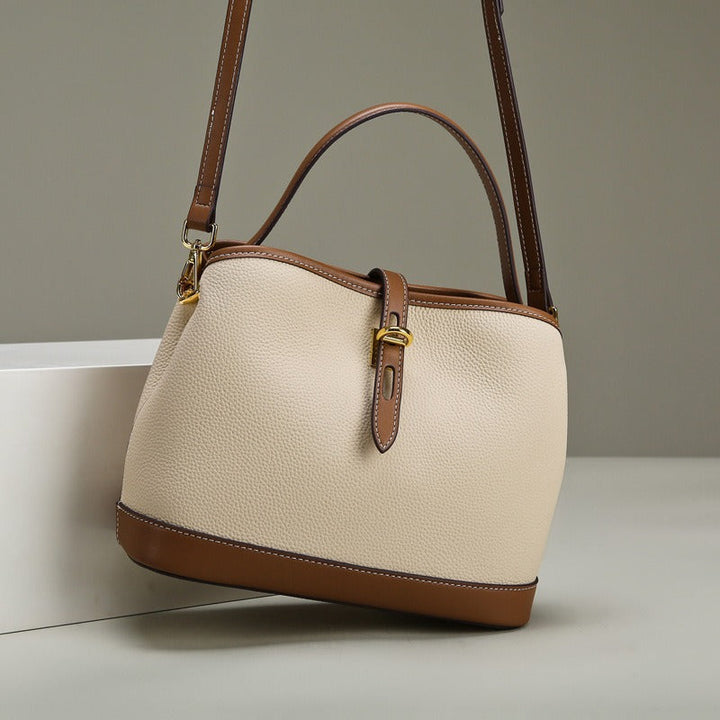 Sac à bandoulière en cuir texturé bicolore de style structuré pour femme - Teresa