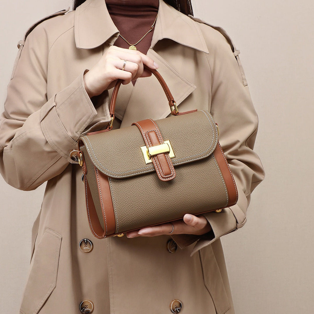 Sac à main pour femme en cuir texturé avec fermoir en métal - Natalia