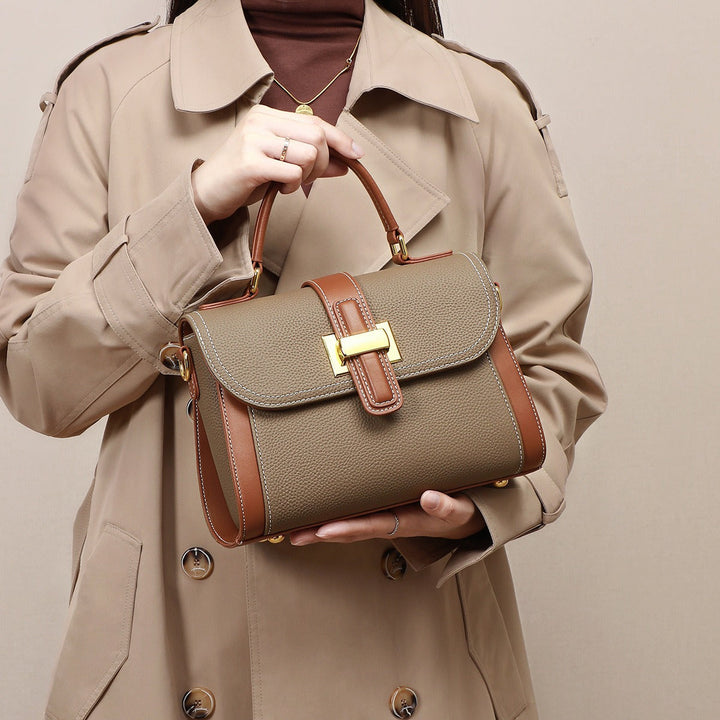 Sac à main pour femme en cuir texturé avec fermoir en métal - Natalia