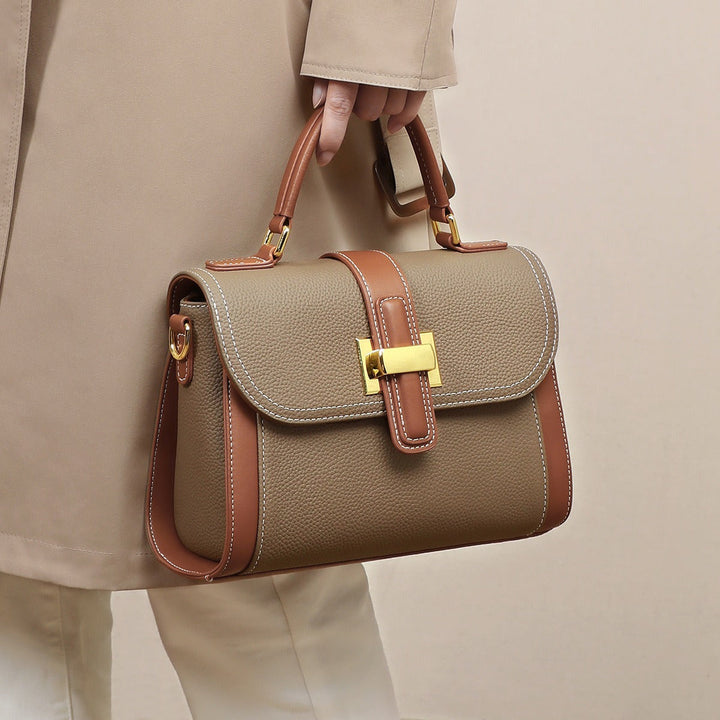 Sac à main pour femme en cuir texturé avec fermoir en métal - Natalia