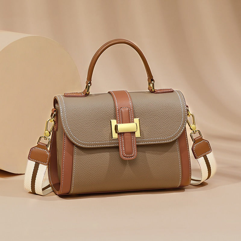 Sac à main pour femme en cuir texturé avec fermoir en métal - Natalia