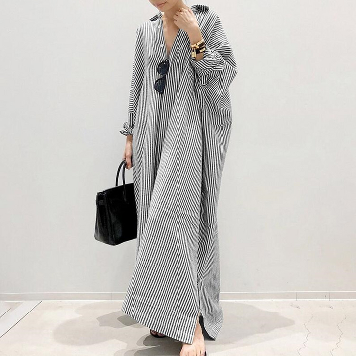 Yemaya - Robe longue oversize à rayures