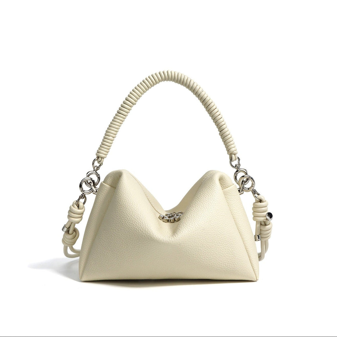 Sac à bandoulière en cuir véritable pour femme avec poignée tressée design moderne - Mireya