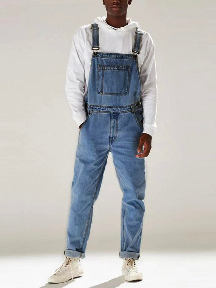 Salopette en denim délavé moyen pour homme