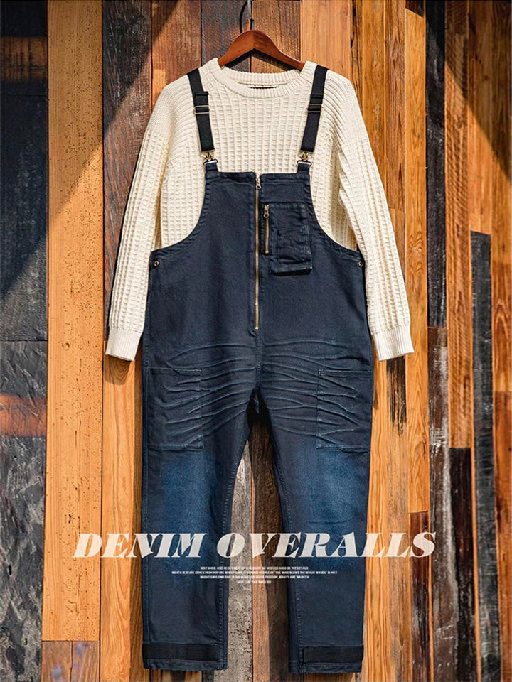 Salopette en denim indigo d'inspiration vintage pour homme avec manille d'ancrage