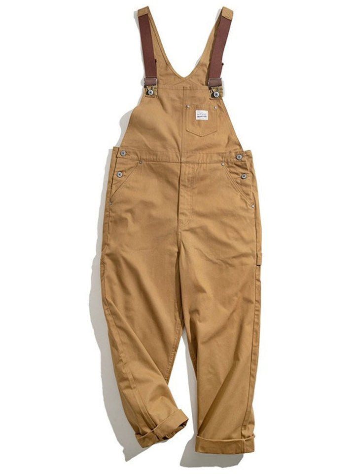 Salopette en toile marron pour homme avec bavette en canard