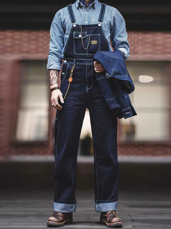 Salopette en jean indigo d'inspiration vintage pour homme