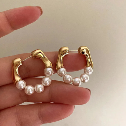 Boucles d'oreilles créoles avec perles - Amaya