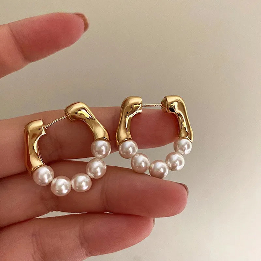 Boucles d'oreilles créoles avec perles - Amaya