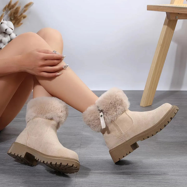 Anne - Bottes Plush Chaudes d'Hiver à Glissière pour Femme