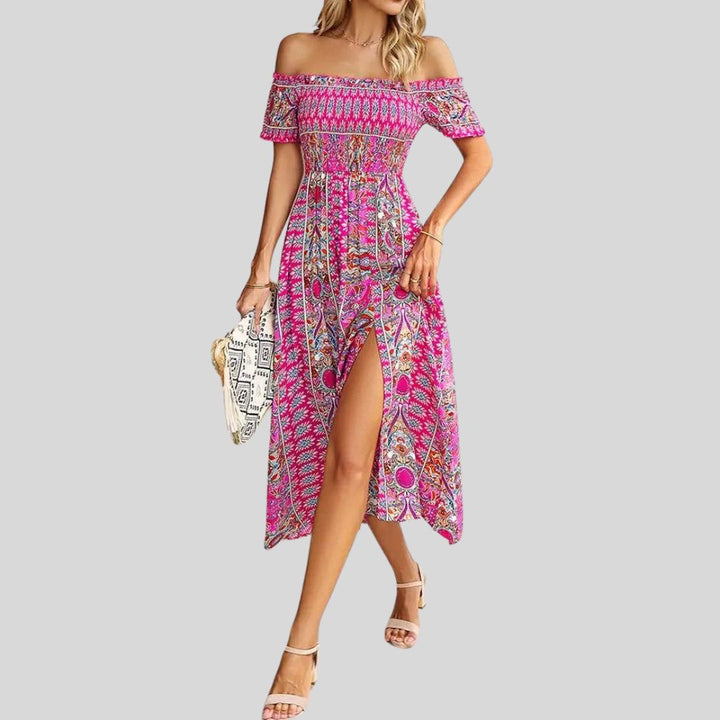 Aurora - Robe longue boho à épaules dénudées et à volants