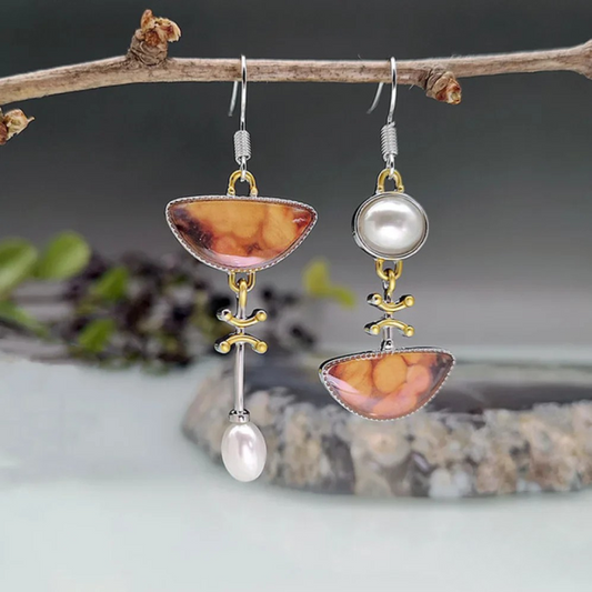 Boucles d'Oreilles Pierre Orange Élégance Collection Privée Édition Limitée