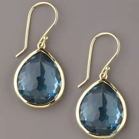 Boucles D'Oreilles Cristal Bleu Retro Edition Limitee Exclusivité Signature