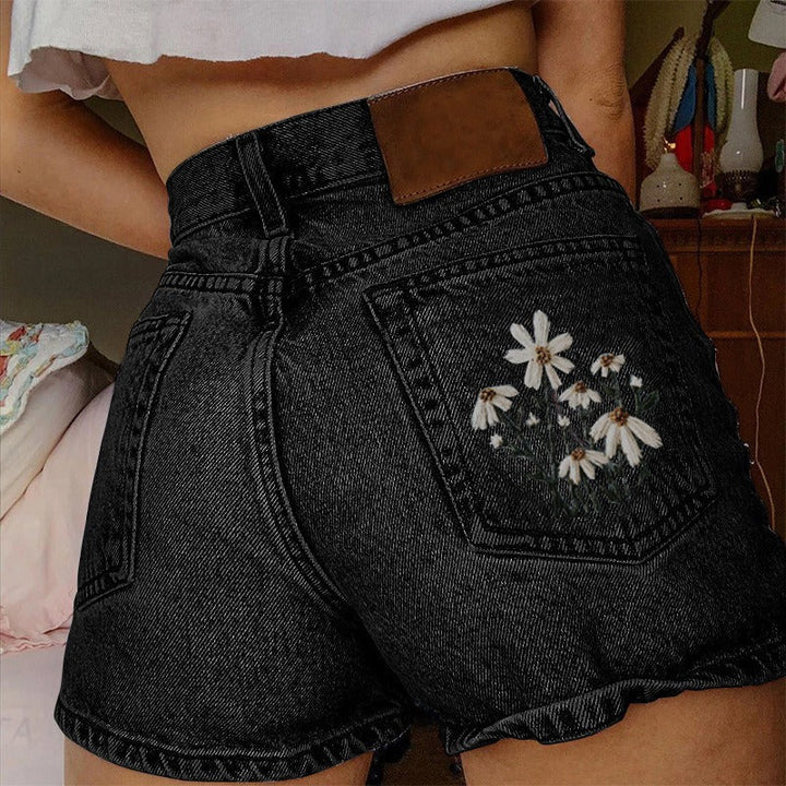 Short en denim vintage à taille haute pour femme - Celeste