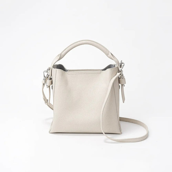 Sac seau pour femme en cuir véritable au design structuré - Bleu clair