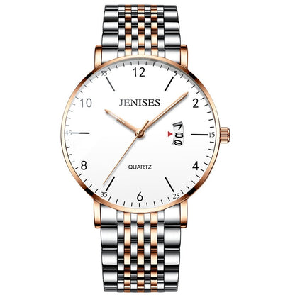 Montre Homme En Acier Inoxydable Cadran Numéroté Avec Grande Lisibilité, Boîtier Fin Et Bracelet À Maillons