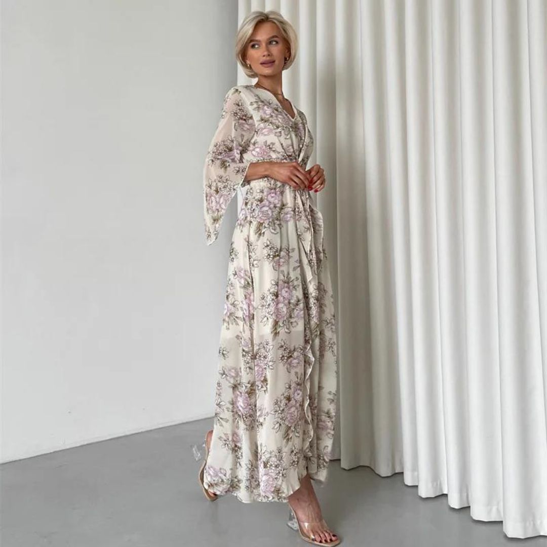 Norian - Robe midi florale avec décolleté en V