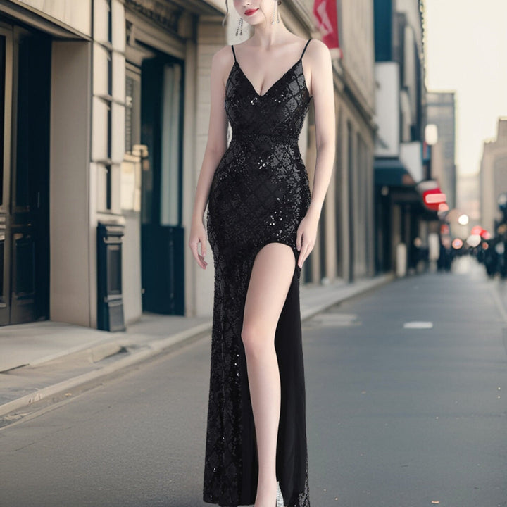 Harmony - Luxueuse robe à paillettes avec fente latérale