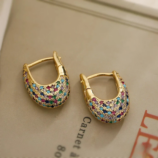 Boucles D'Oreilles Incrustation Cristal Collection Édition Limitée Artisanale