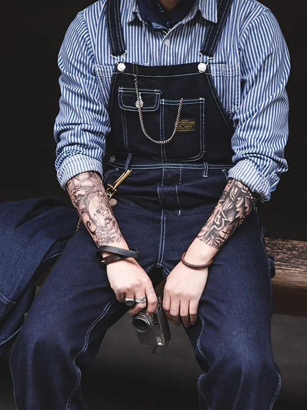 Salopette en jean indigo d'inspiration vintage pour homme