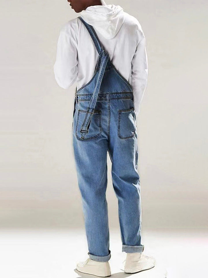 Salopette en denim délavé moyen pour homme