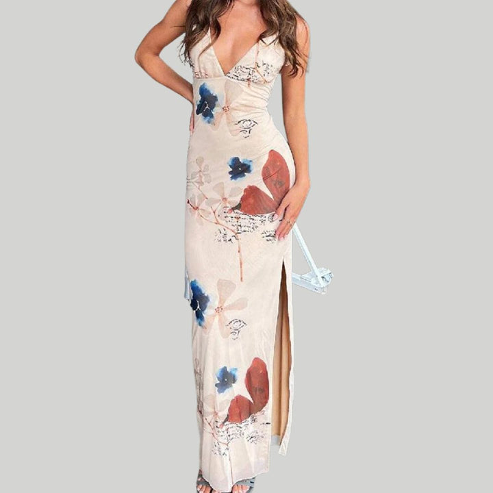 Esme - Robe longue à imprimé floral et décolleté en V