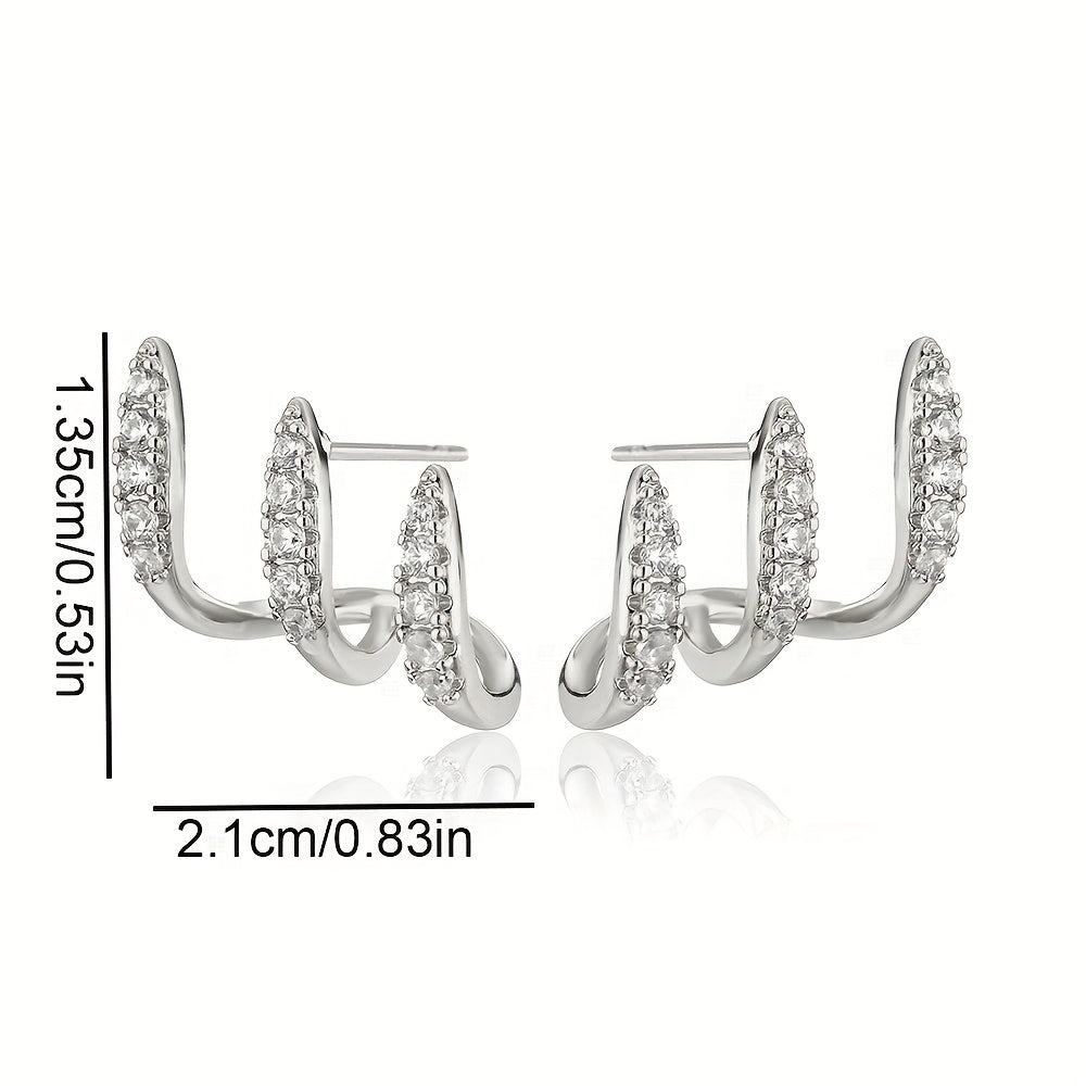 Boucles d'Oreilles Strass à Trois Griffes Édition Limitée Collection Élégante