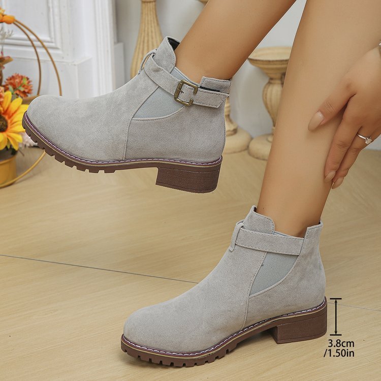 Ginna - Bottines Femme à Talon Bas et Épais