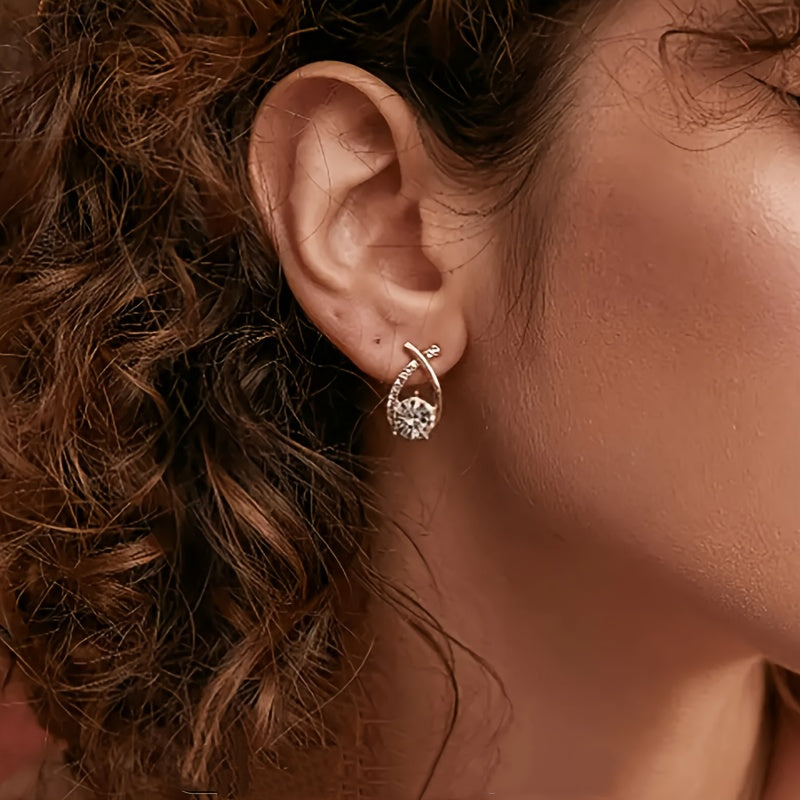 Boucles D Oreilles Croix Dorée Zircon Cubique Collection Privée