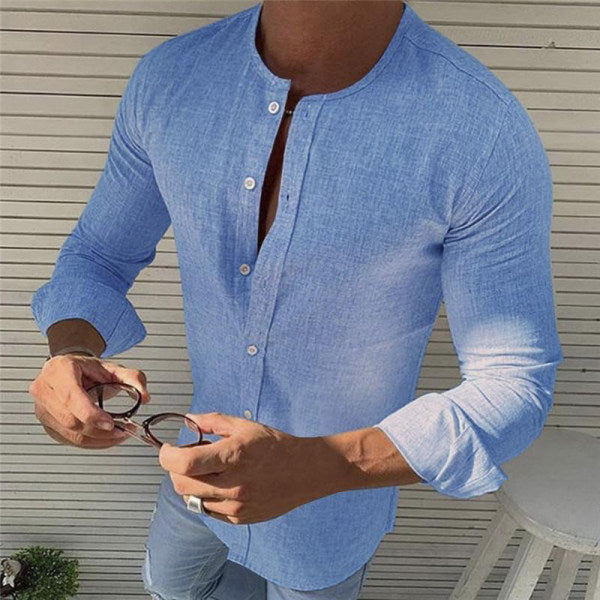 Chemise élégante en coton à manches longues pour hommes