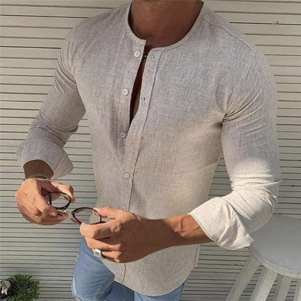 Chemise élégante en coton à manches longues pour hommes