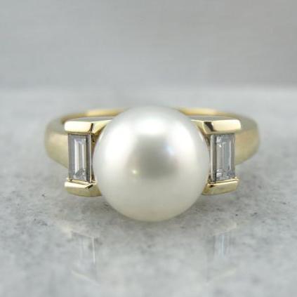 Bague vintage à perles et zirconium