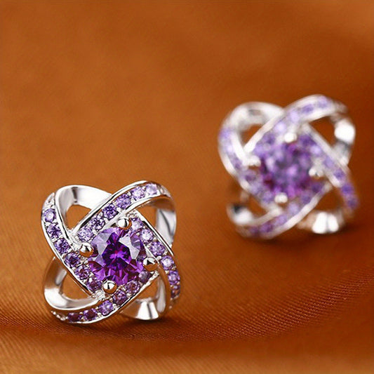 Boucles Doreilles Lila Quatre Feuilles Collection Édition Limitée