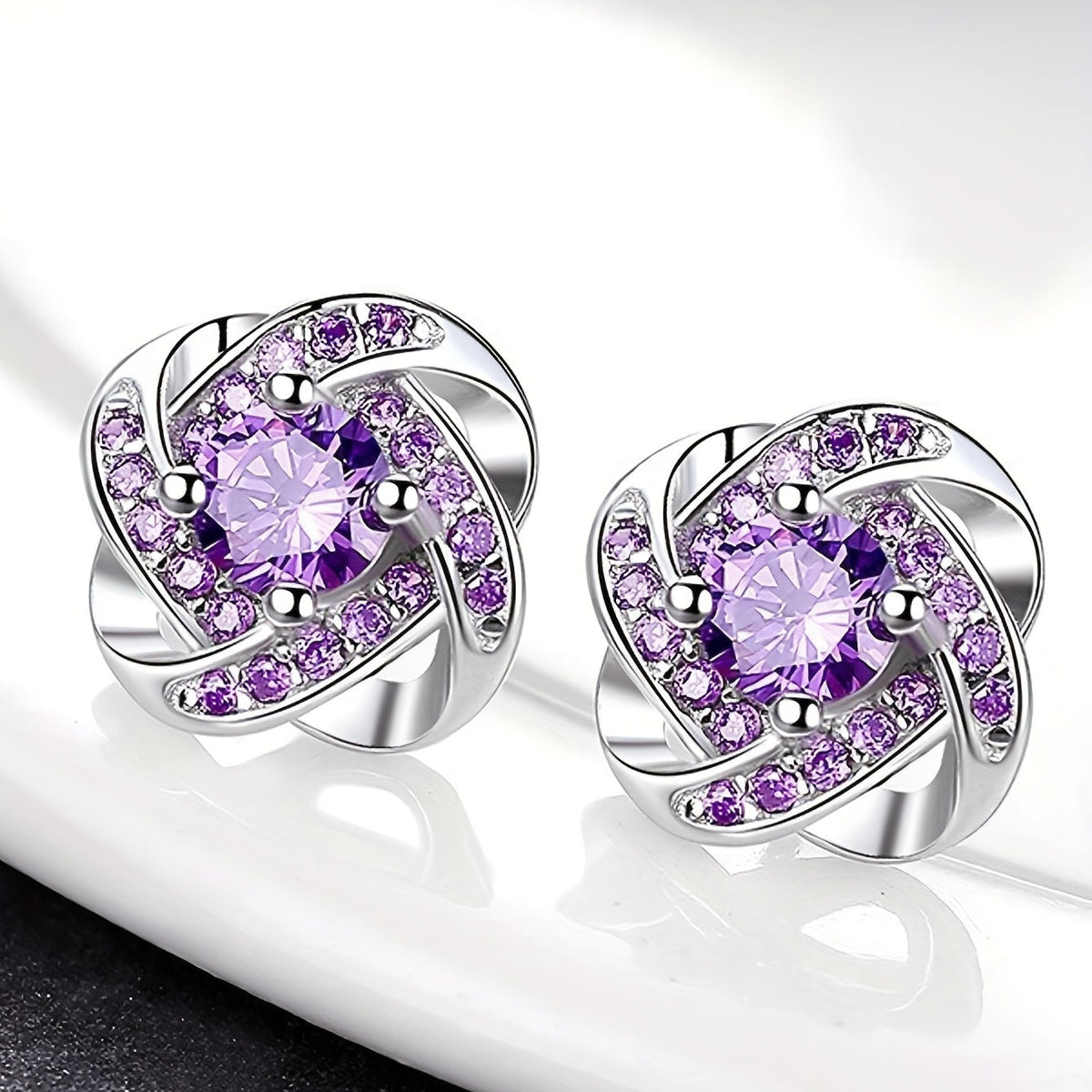 Boucles Doreilles Lila Quatre Feuilles Collection Édition Limitée