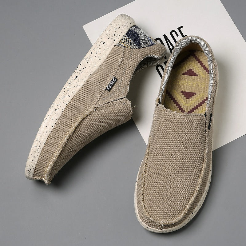 Baskets hommes décontractées en toile respirante beige - Arven
