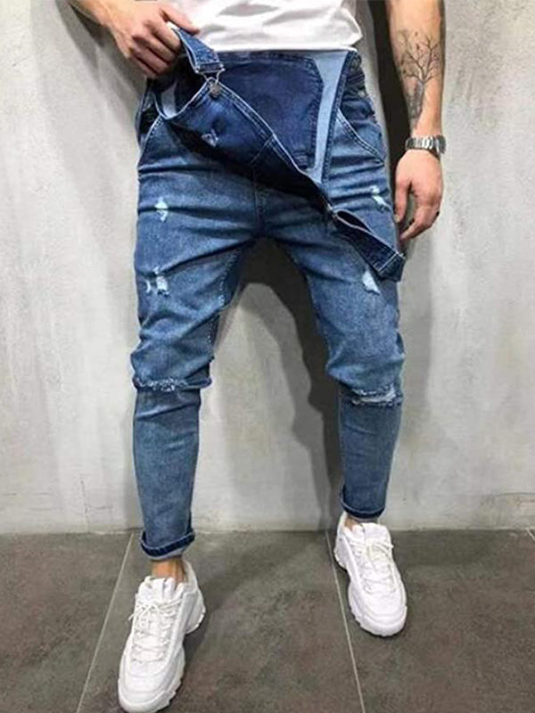 Salopette en denim extensible coupe skinny pour homme