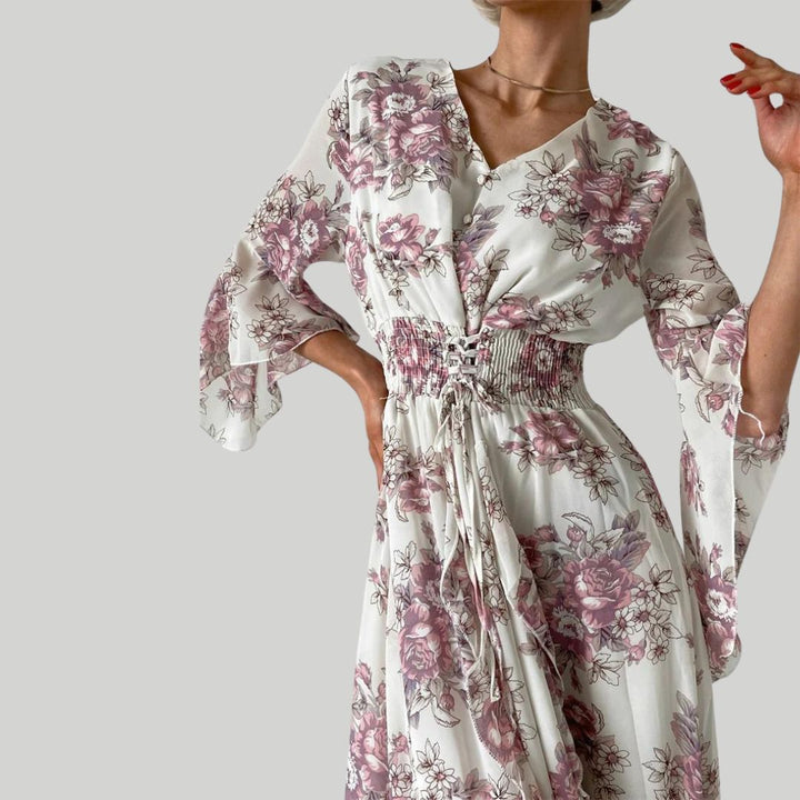 Norian - Robe midi florale avec décolleté en V