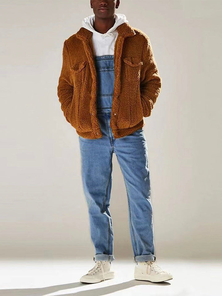 Salopette en denim délavé moyen pour homme