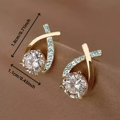 Boucles D Oreilles Croix Dorée Zircon Cubique Collection Privée