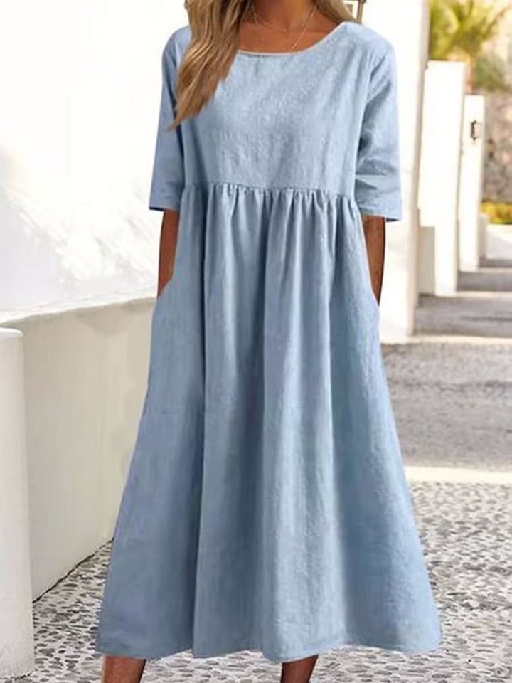 Urna - robe midi à demi-manches