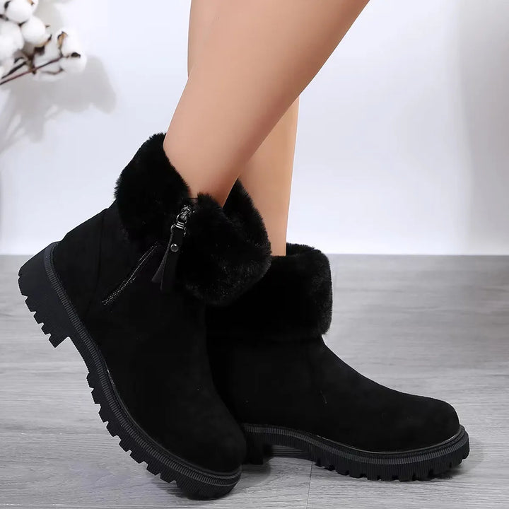 Anne - Bottes Plush Chaudes d'Hiver à Glissière pour Femme