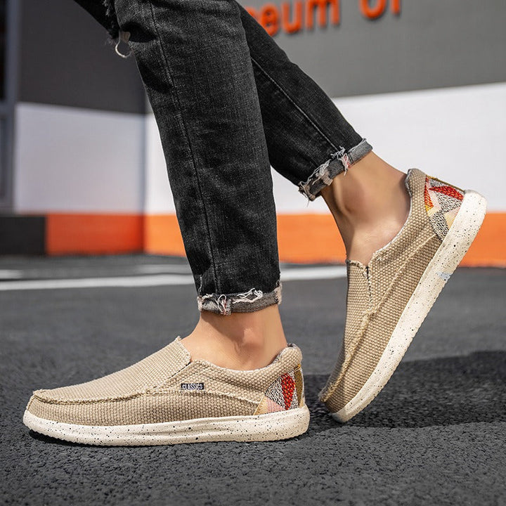 Baskets hommes décontractées en toile respirante beige - Arven