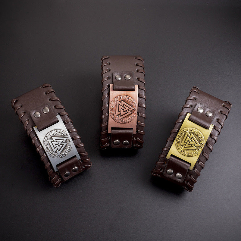 Bracelet cuir viking homme - Leif