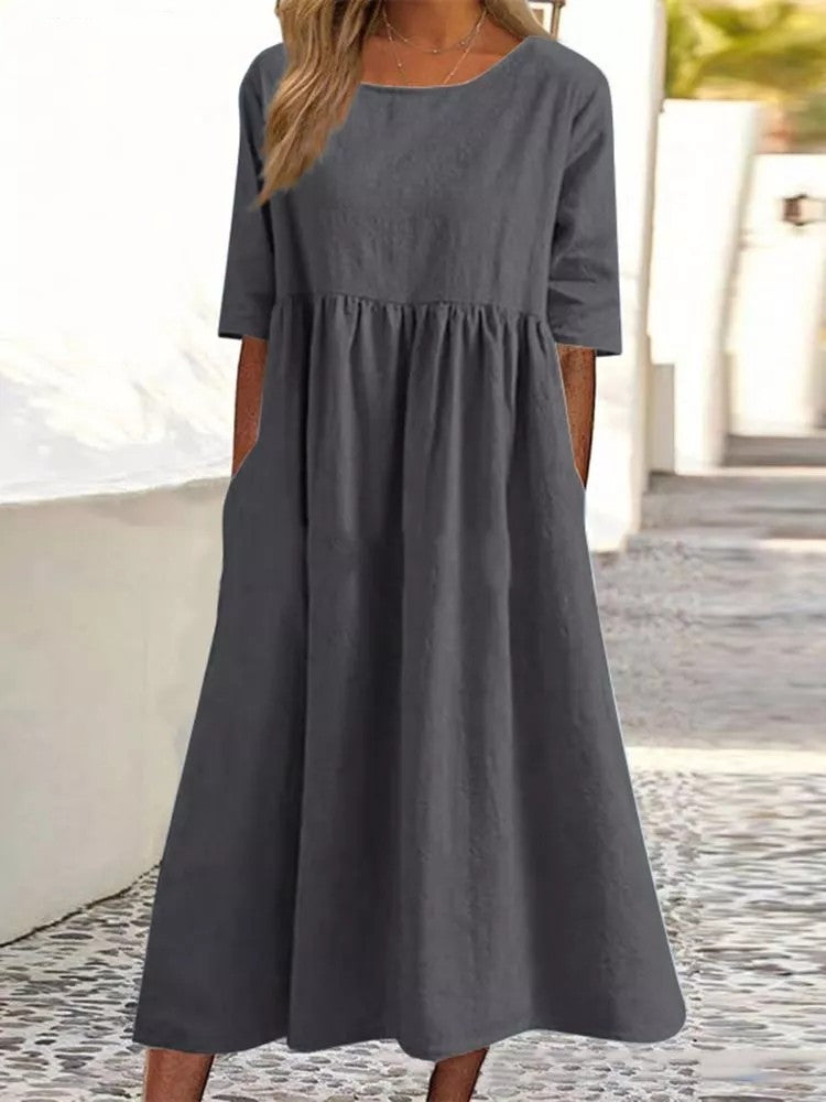 Urna - robe midi à demi-manches