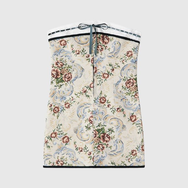 Savannah - Mini robe sans bretelles avec motif de tapisserie vintage