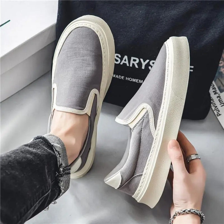 Baskets homme en toile respirante gris clair - Adrix