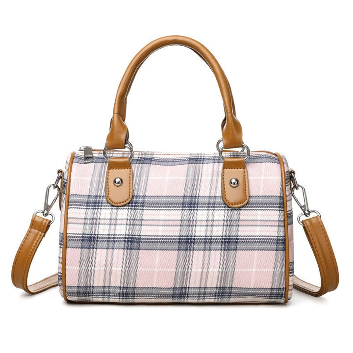 Sac à bandoulière pour femmes à imprimé tartan et poignées contrastées - Milena